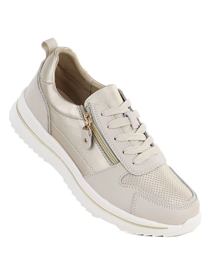 Dámské kožené boty pro béžové a zlaté eVento model 22081778