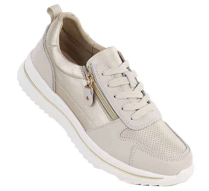 Dámské kožené boty pro béžové a zlaté eVento model 22081778