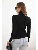 Dámský svetr z viskózy s rolákem a dlouhým rukávem černý Dámský svetr z viskózy s rolákem a dlouhým rukávem černý