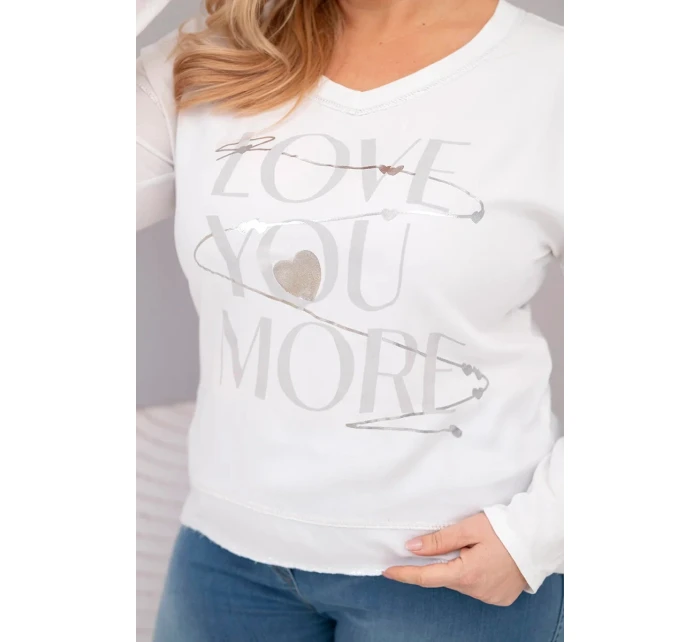 Dámská blůza Plus Size s potiskem Love You More bílá