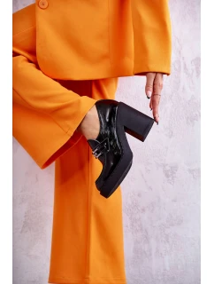 Lakované boty na masivním sloupku Černé model 21596565 - Boto