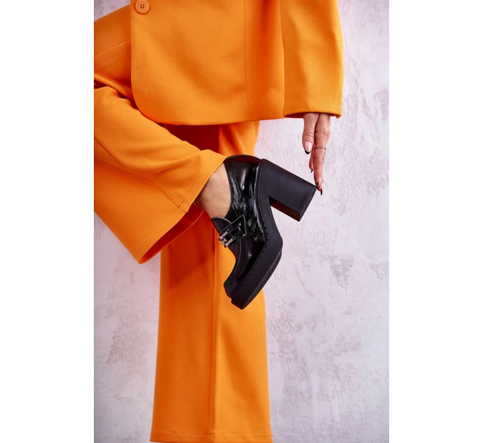 Lakované boty na masivním sloupku Černé model 21596565 - Boto