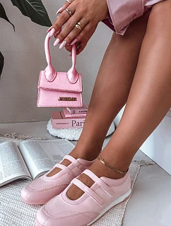 Sportovní dámské baleríny s pásky Růžové model 21956192 - Boto