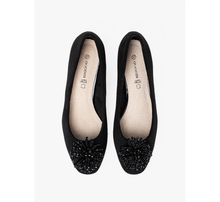 Módní dámské  lodičky černé na širokém podpatku