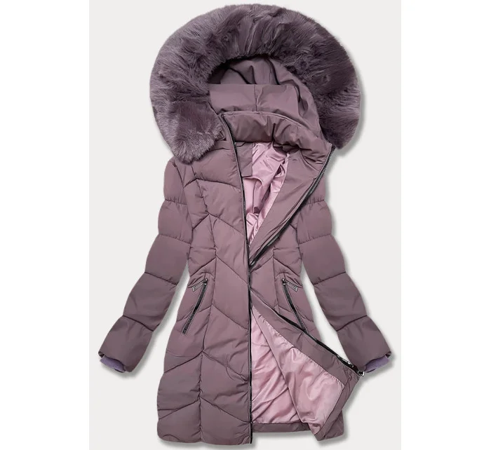 Fialová dámská zimní plus size bunda s do stehen model 21248385 - S'WEST