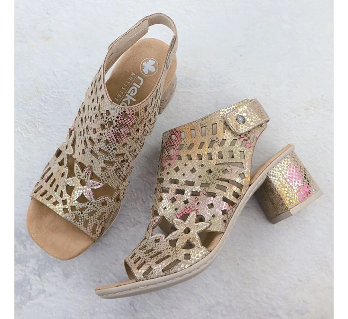 Rieker 64780-90 dámské vestavěné ažurové sandály