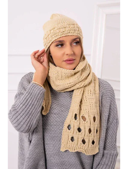 Dámská souprava se šálou Maja K327 beige Dámská souprava se šálou Maja K327 beige