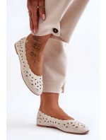 Ažurové Lesklé Baleríny Dámské Bežové model 21625346 - EVENTO