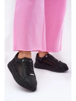 Zdobené tenisky na platformě GOE NN2N4021 černé Zdobené tenisky na platformě GOE NN2N4021 černé