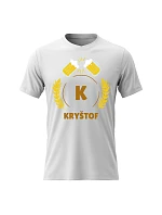 Pánské bavlněné tričko s potiskem - PIVNÍ MOTIV SE JMÉNEM - KRYŠTOF - bílé