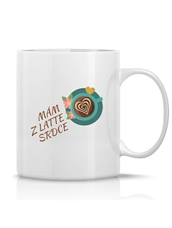 MÁM Z LATTE SRDCE - klasický bílý keramický hrníček 300 ml