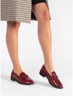 Výborné vínový mokasíny dámské na širokém podpatku Výborné vínový mokasíny dámské na širokém podpatku