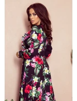 Dámské maxi šaty s výstřihem a se vzorem květů model 20914037 - numoco