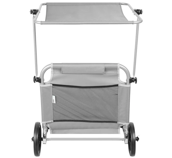 Skládací plážové lehátko se stříškou na kolečkách 116x62x62-90CM šedé Skládací plážové lehátko se stříškou na kolečkách 116x62x62-90CM šedé