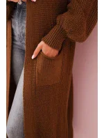 Svetr dlouhý kardigan tmavý velbloud
