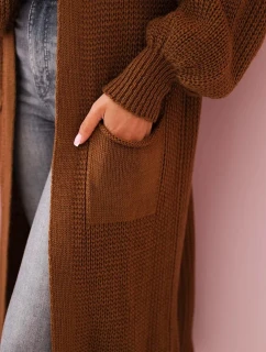 Svetr dlouhý kardigan tmavý velbloud