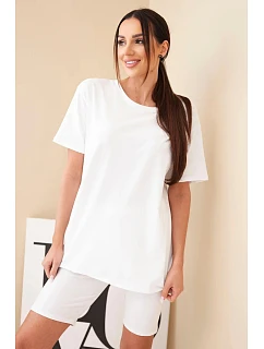 Dámský bavlněný komplet s krátkým rukávem a šortkami žlutý