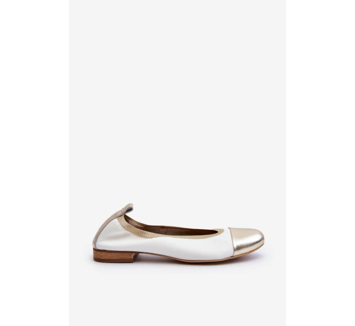 Zazoo 2890 Kožené baleríny bílo-zlaté
