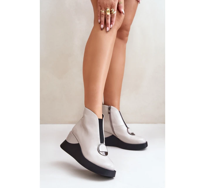 Boty Na Klínu Zateplené D&A Světle šedé model 21671894 - S.Barski Boty Na Klínu Zateplené D&A Světle šedé model 21671894 - S.Barski