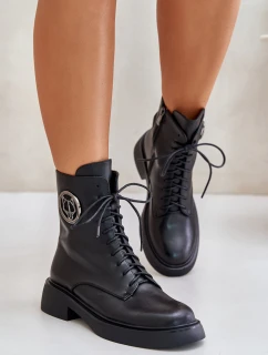 Kožené botky s podšívkou na zip černé model 21675499 - Boto