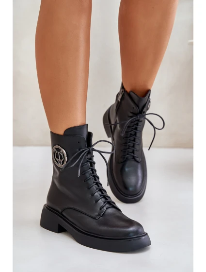 Kožené botky s podšívkou na zip černé model 21675499 - Boto Kožené botky s podšívkou na zip černé model 21675499 - Boto