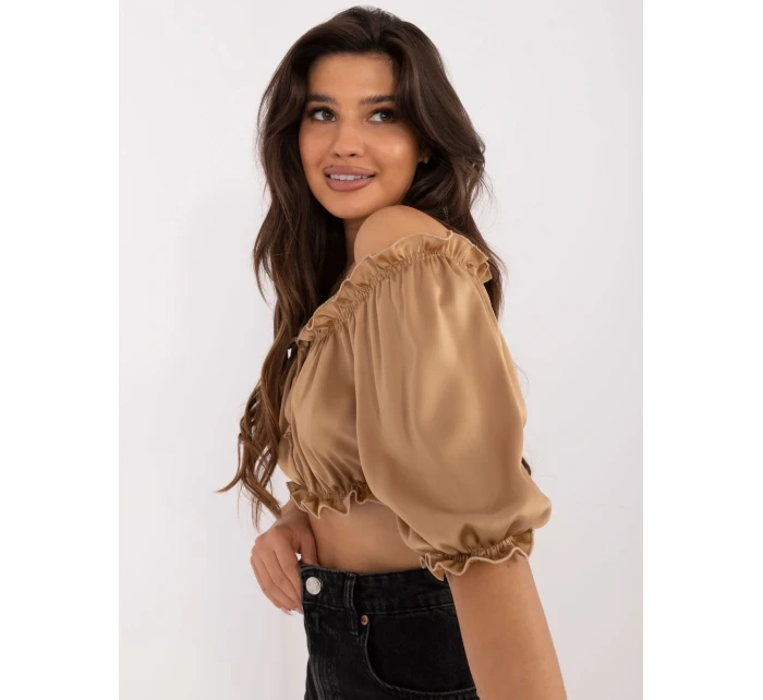 Bluzka LK BZ model 20461029 camelowy - FPrice Bluzka LK BZ model 20461029 camelowy - FPrice