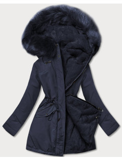 Tmavě modrá teplá dámská oboustranná zimní bunda (W610BIG)
