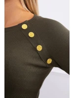 Halenka s ozdobnými knoflíky khaki barvy Halenka s ozdobnými knoflíky khaki barvy