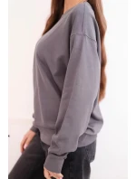 Dámská mikina z bavlny basic s kulatým výstřihem grafitová