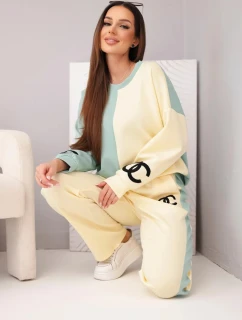 Dámský teplákový komplet  s oversized mikinou a rovnými kalhotami tmavě model 21951991 - K-Fashion