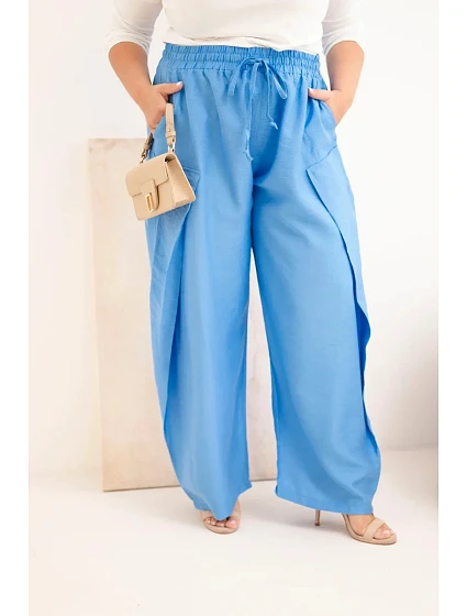 Dámské bavlněné kalhoty Plus Size s gumou v pase džínové Dámské bavlněné kalhoty Plus Size s gumou v pase džínové