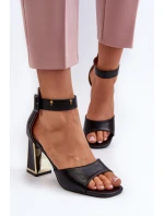 Elegantní černé dámské sandály na podpatku Rosazara