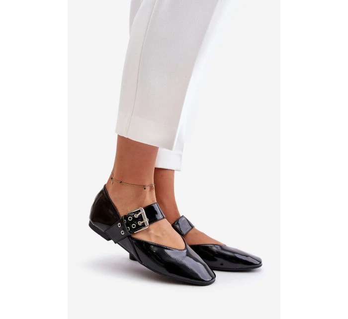 Lakované Baletky S Páskem Černé model 21670980 - Boto Lakované Baletky S Páskem Černé model 21670980 - Boto