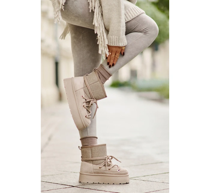 Sněhule S Šněrováním Na Platformě Béžové model 21676666 - Boto Sněhule S Šněrováním Na Platformě Béžové model 21676666 - Boto