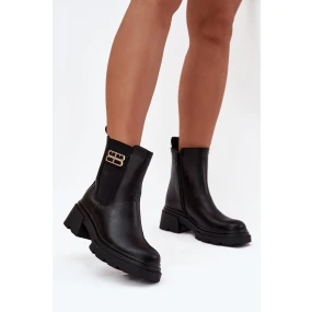 Dámské kotníkové boty se zlatým detailem zateplené černé Serene Dámské kotníkové boty se zlatým detailem zateplené černé Serene