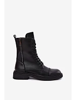 Kožené workery s izolací model 22557411 Černé - VINCEZA