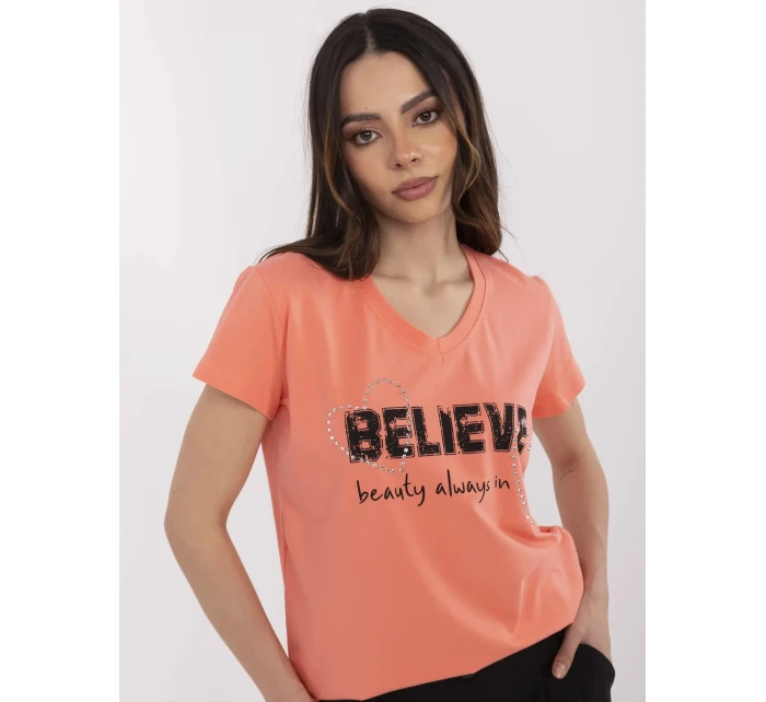 T shirt CLM TS model 21116928 koralowy - FPrice T shirt CLM TS model 21116928 koralowy - FPrice