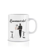 Personalizovaný klasický bílý hrníček s novomanželským párem 