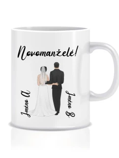 Personalizovaný klasický bílý hrníček s novomanželským párem 