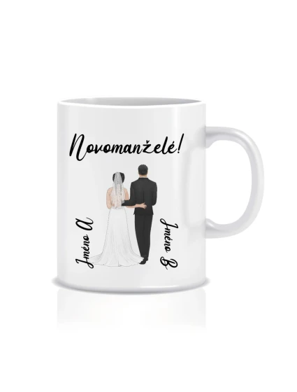 Personalizovaný klasický bílý hrníček s novomanželským párem 