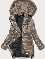 Dámská bunda v kakaové barvě s odepínací kapucí (B8086-12)