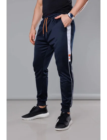 Tmavě modré pánské teplákové kalhoty s lampasy model 18347955 - J.STYLE