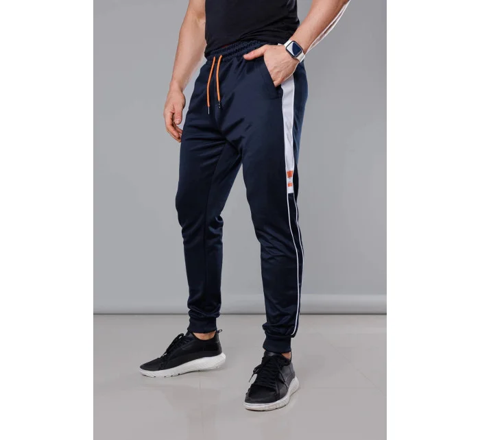 Tmavě modré pánské teplákové kalhoty s lampasy model 18347955 - J.STYLE