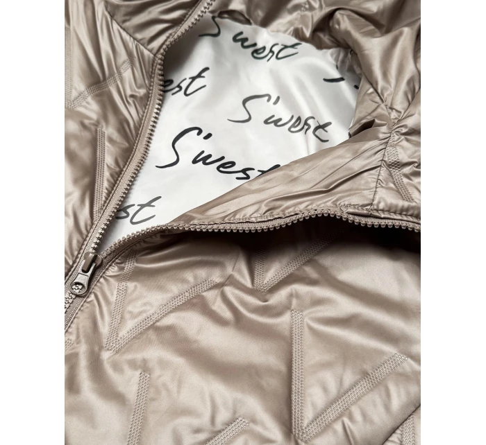 Cienka kurtka damska z dzianinowymi ściągaczami Goodlookin beżowa (B8575-12)