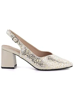 Kožené lodičky na řemínku béžové Cambell 35306