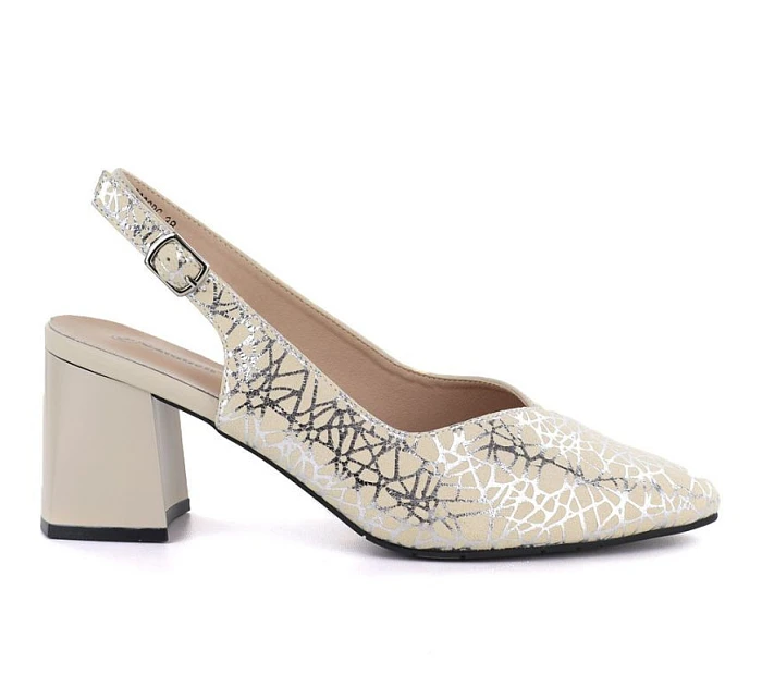 Kožené lodičky na řemínku béžové Cambell 35306