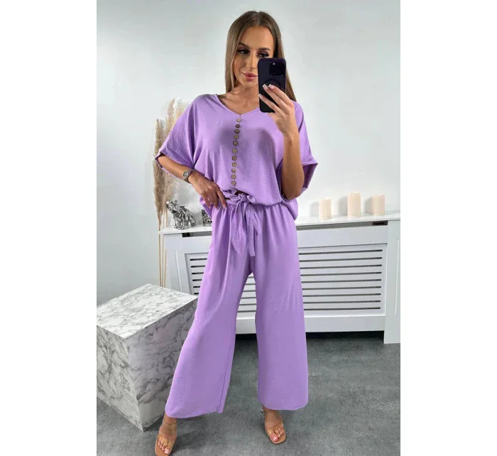 Souprava halenky a kalhot světle fialová