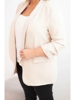 Dámská blazer bez zapínání s podšívkou model 21468646 béžová - K-Fashion
