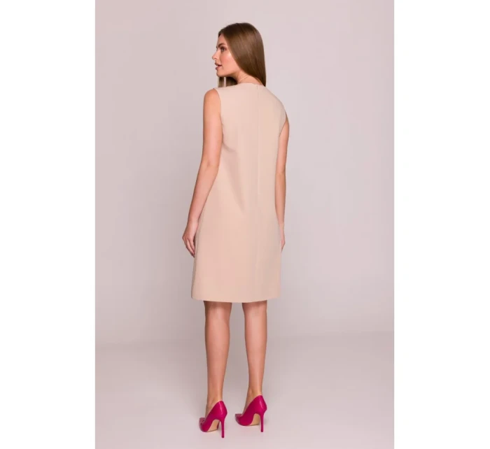 S408 Šaty bez rukávů - béžové S408 Šaty bez rukávů - béžové
