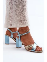 Ekologické kožené sandály na vysokém podpatku modrá a zlatá Abilica Ekologické kožené sandály na vysokém podpatku modrá a zlatá Abilica